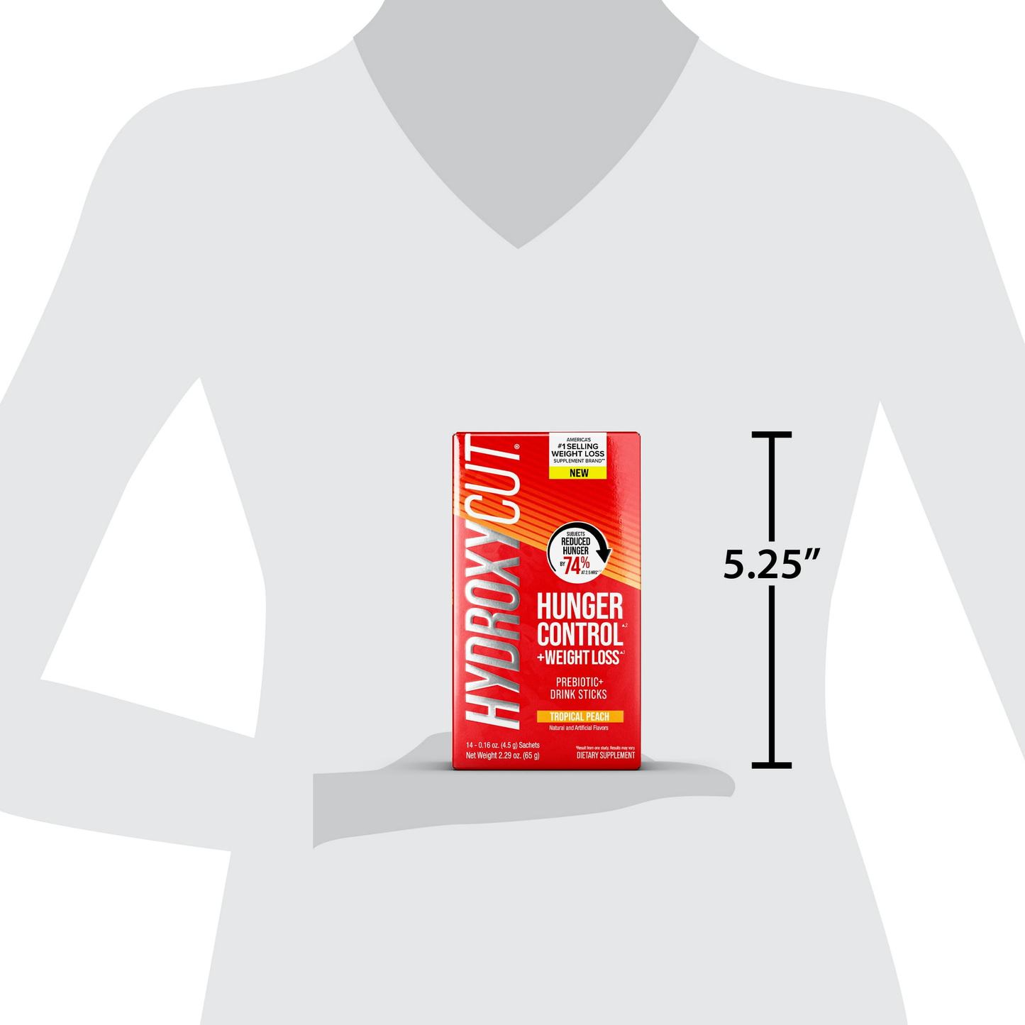 Hydroxycut Hunger Control Prebiotic Drink Sticks, Tropical Peach, 14 Ct