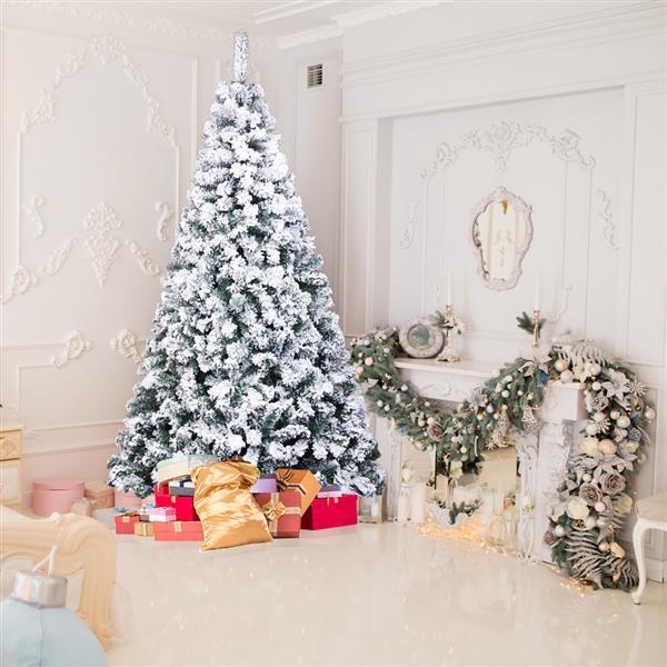 Green Flocking 6ft, 750 Branches, Automatic Tree Structure, PVC Material Christmas Tree