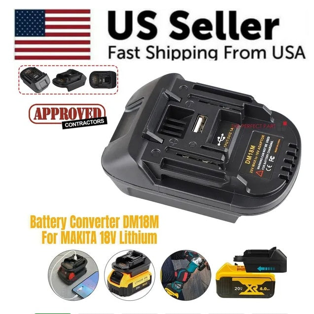 USB Battery Adapter Converter For 20V Milwaukee M18 Convert To 18V