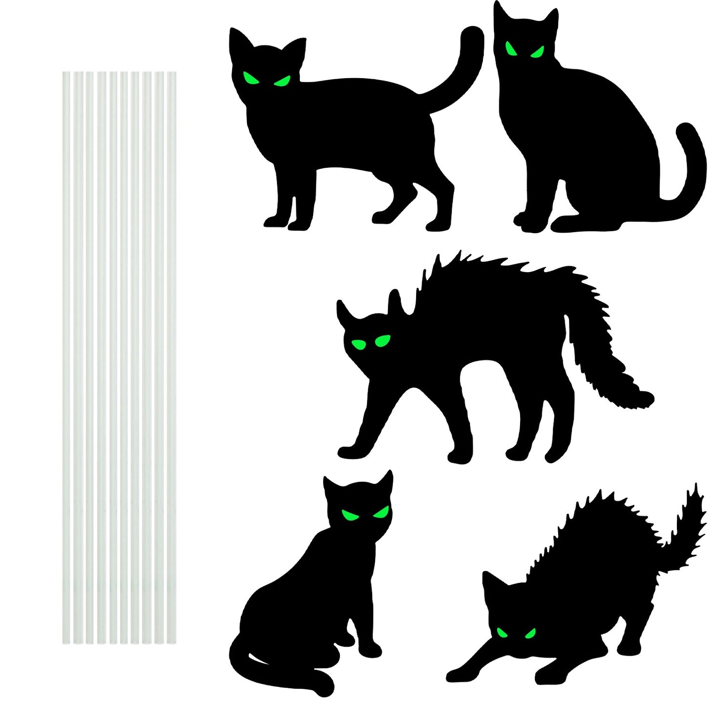 6Pcs Skull Or 6Pcs Tomb Or 5Pcs Black Cat Halloween Yard Sign Decorations Glow In The Dark For Haunted House Garden Yard And Scary Theme Party