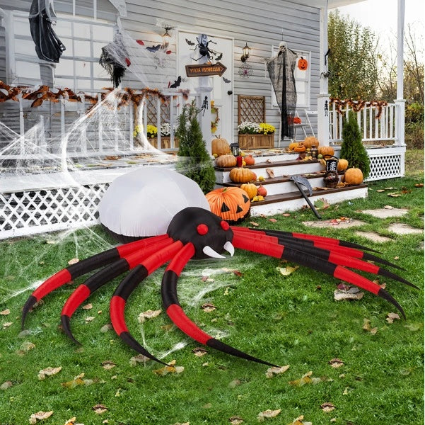 11.8 FT Halloween Inflatable Crawling Spider – Outdoor Yard Decoration with Rotating LED Lights