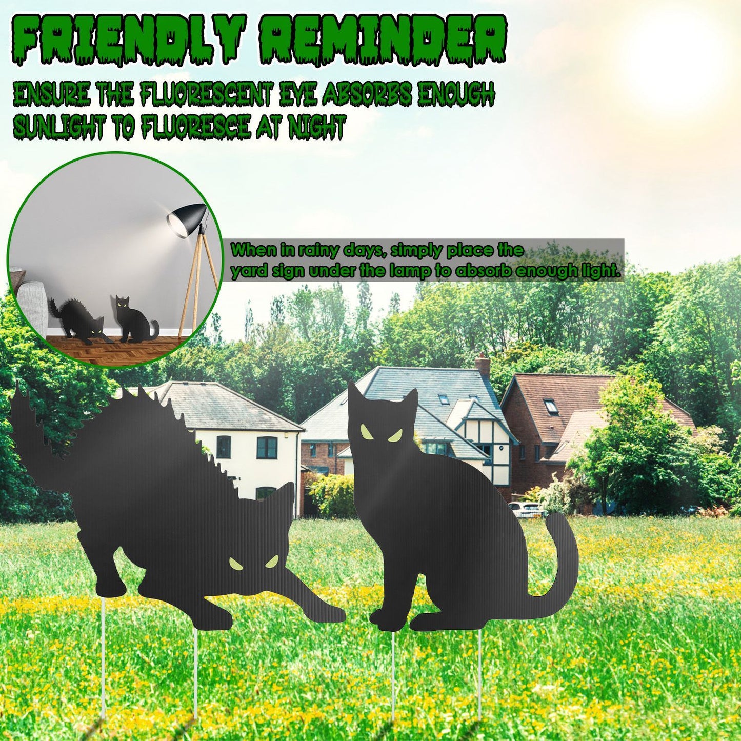 6Pcs Skull Or 6Pcs Tomb Or 5Pcs Black Cat Halloween Yard Sign Decorations Glow In The Dark For Haunted House Garden Yard And Scary Theme Party