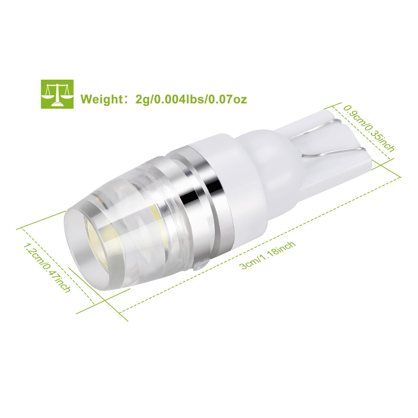 10PCS T10 LED Bulbs 194 LED Lights 12V 1W 5730 Xenon White Wedge Base LED Replacement Bulbs For License Plate Parking Position Interior Lights