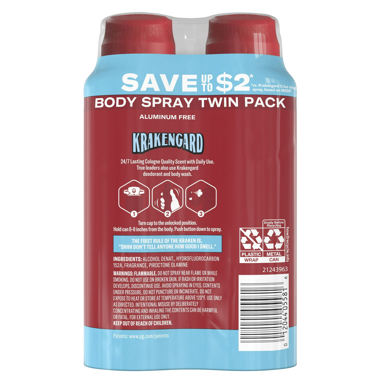 Old Spice Body Spray Krakengard for Men 2 Pack 5.1 oz Each Aluminum Free Deodorant