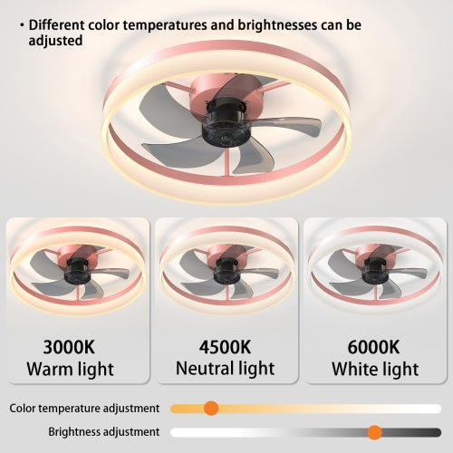 Ceiling Fan With Light Dimmable LED Recessed Mount Slim Modern Ceiling Fan Unavailable Platforms- Temu