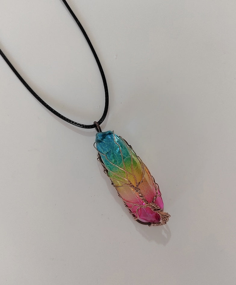 Stone Crystal Pillar Tree of Life Pendant – Hot Selling Fashion Necklace for Women & Men
