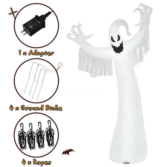 Spooky Halloween Inflatable Ghost – 12 Ft Tall Outdoor Decoration with LED Lights, Waterproof & Easy Setup
