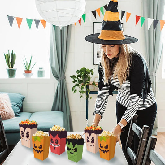 12 Pieces Halloween Popcorn Box Halloween Party Favor Snack Treat Boxes Candy Cookie Container Decorations Gifts For Popcorn Sales Halloween Party Favor Supplies