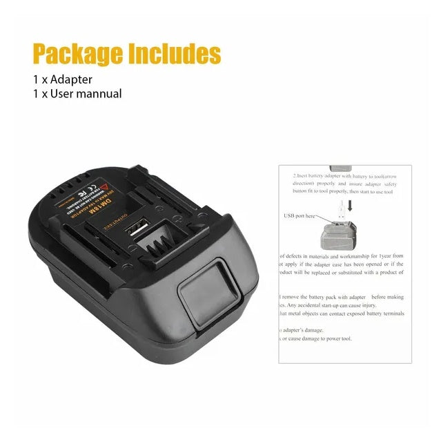 USB Battery Adapter Converter For 20V Milwaukee M18 Convert To 18V