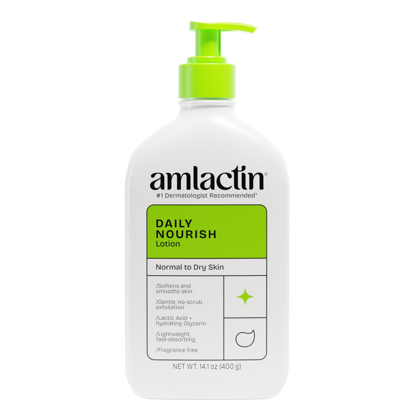 AmLactin Daily Nourish Body Lotion, 12% Lactic Acid for Dry Skin, Exfoliating, 7.9 oz/14.1 oz