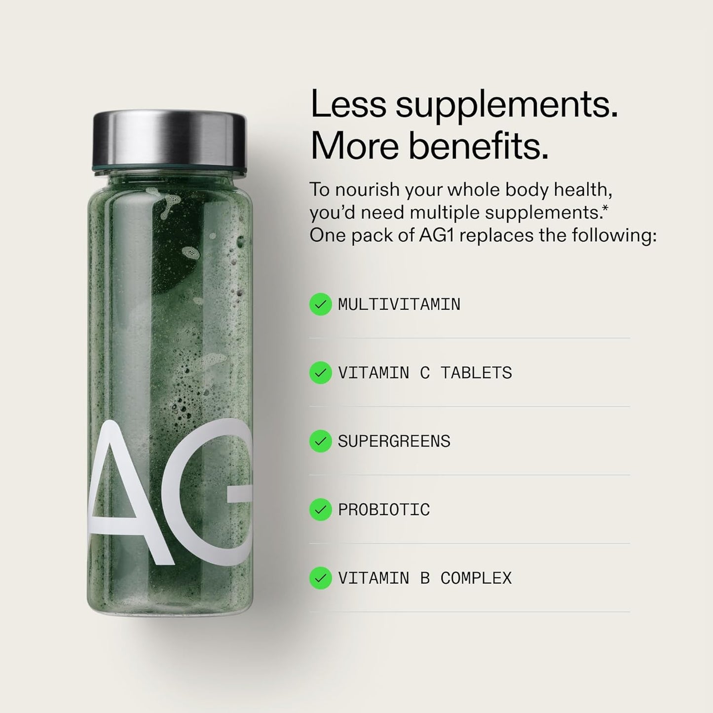 AG1 Greens Powder Refill Pouch – 75 Vitamins, Multivitamin & Probiotic | Gut Health Support | Vegan, Keto, Gluten Free | Athletic Greens Supplement – Classic Formula