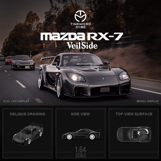 TimeMicro Mazda RX-7 VeilSide BLACK / GREEN / WHITE 1:64