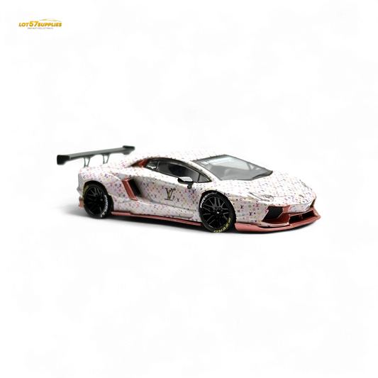 King Model Lamborghini Aventador LP700-4 LB 1.0 White LV Livery 1:64
