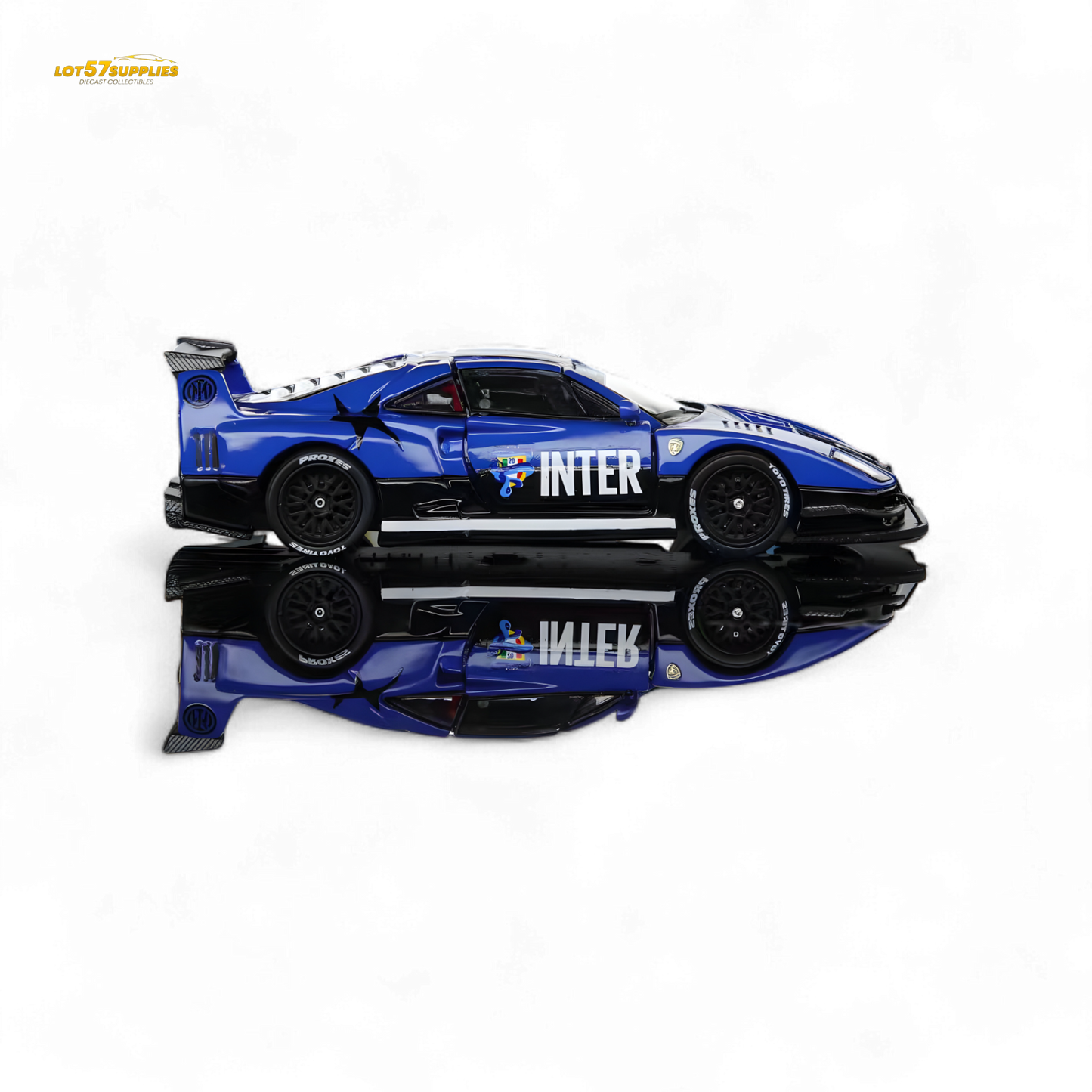 (Pre-Order) Demon King Auto F40 LB-Works Wide-Body Gull Wing Gate Modified - Inter Milan Livery 1:64
