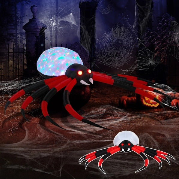 11.8 FT Halloween Inflatable Crawling Spider – Outdoor Yard Decoration with Rotating LED Lights