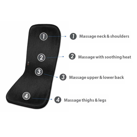 Health Touch Double-Sided Full Body Massage Mat, 5 Vibration Motors Massage with Soothing Heat, Black