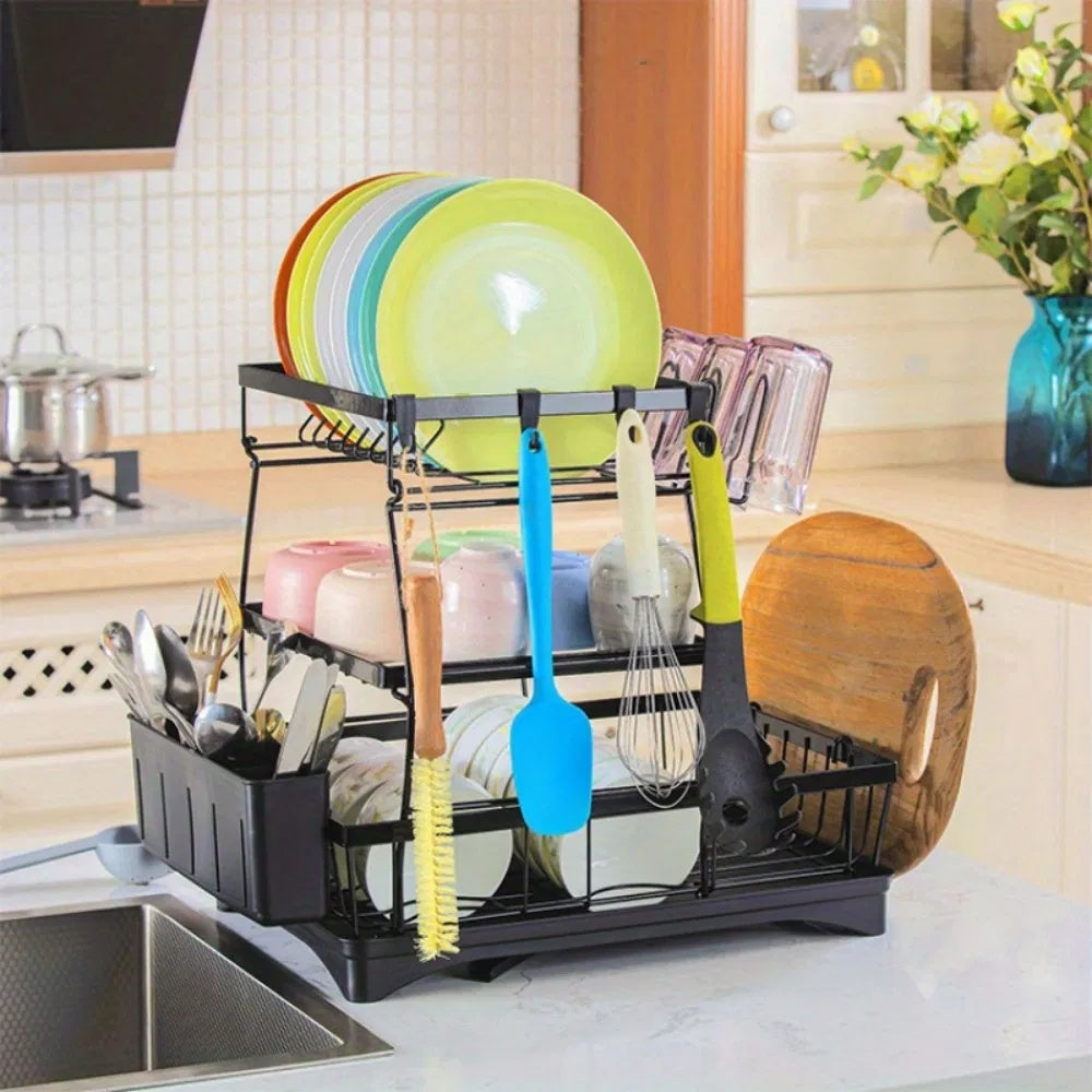 3 Tier Dish Racks For Kitchen Counter - Automatic Drainage Large Dish Drying Rack - Rust Proof Dish Drainers For Kitchen Counter