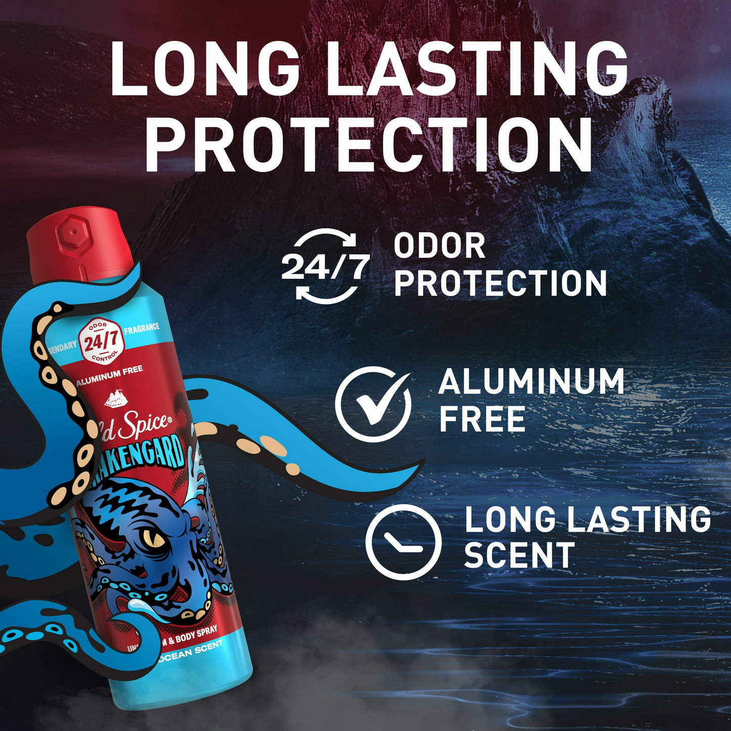 Old Spice Body Spray Krakengard for Men 2 Pack 5.1 oz Each Aluminum Free Deodorant