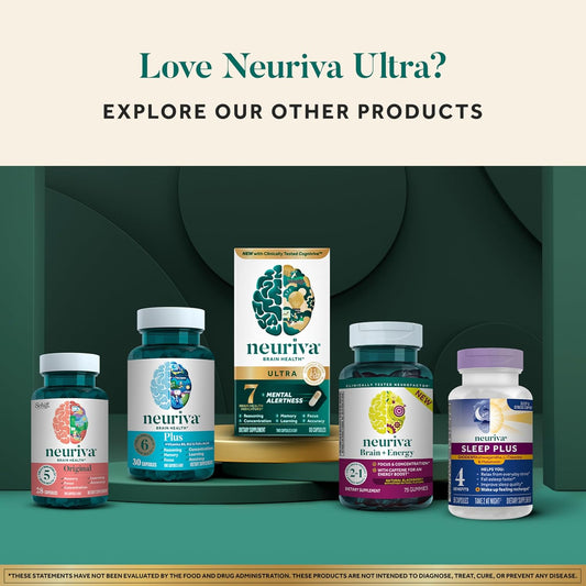 Neuriva Ultra Decaffeinated Brain Supplement – Cognivive™, Neurofactor™, Phosphatidylserine & B6/B12 for Focus, Memory & Alertness (60 Capsules)
