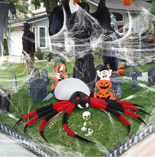 11.8 FT Halloween Inflatable Crawling Spider – Outdoor Yard Decoration with Rotating LED Lights