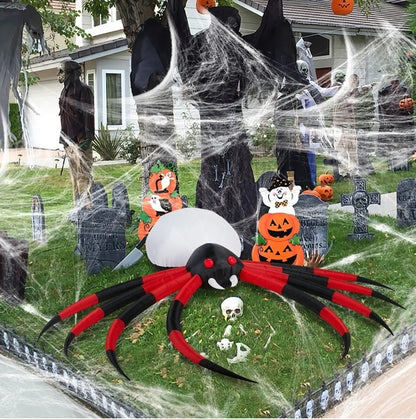 11.8 FT Halloween Inflatable Crawling Spider – Outdoor Yard Decoration with Rotating LED Lights