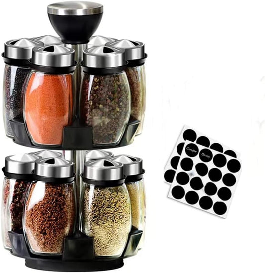 Revolving Spice Rack Organizer with 12 Empty Jars, Countertop Tower