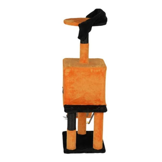 39.4 Halloween Cat Tree, Cat Tower Cat Tree For Indoor Cats With Spacious Cat Condo, Sisal Scratching Posts, Hanging Toys, Orange  Black
