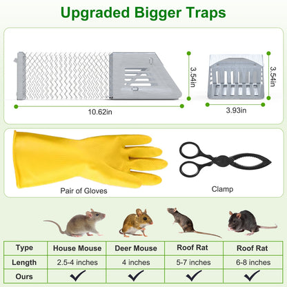 2Pcs Humane Mouse Trap Cage No Assembly Need Automatic Continuous Rat Trap With Single Way Door Reusable Catch And Release Live Cage Trap For Rodents Moles Voles Mice