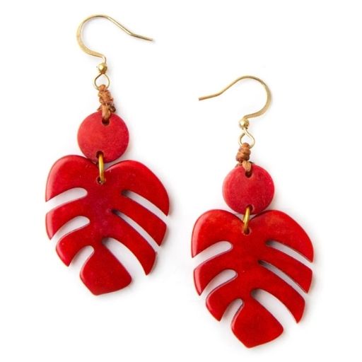 Caribbean Emerald Monstera Earrings