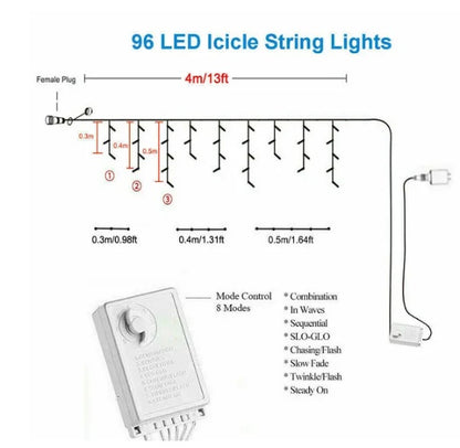 Curtain Icicle Lights Wedding Party LED Fairy Christmas Indoor Outdoor
