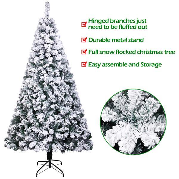 Green Flocking 6ft, 750 Branches, Automatic Tree Structure, PVC Material Christmas Tree