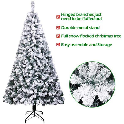 Green Flocking 6ft, 750 Branches, Automatic Tree Structure, PVC Material Christmas Tree