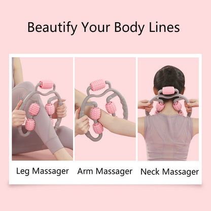 U-Shape Trigger Point Massage Roller, 4-Wheel Full Body Massager