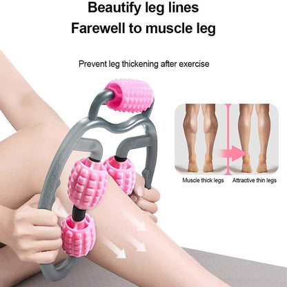 U-Shape Trigger Point Massage Roller, 4-Wheel Full Body Massager