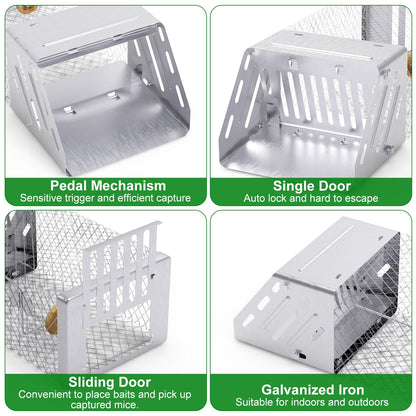 1Pc Automatic Continuous Rat Trap Single Door Mouse Cage Humane Live Animal Trap Cage Indoor Outdoor For Small Rodents Mice Voles