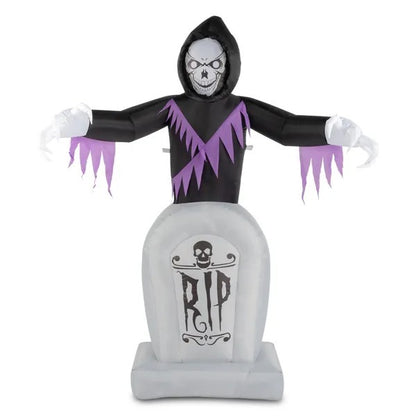 8ft Garden 3pcs LED String Lights Grim Reaper And Grave Inflatable Halloween Decoration