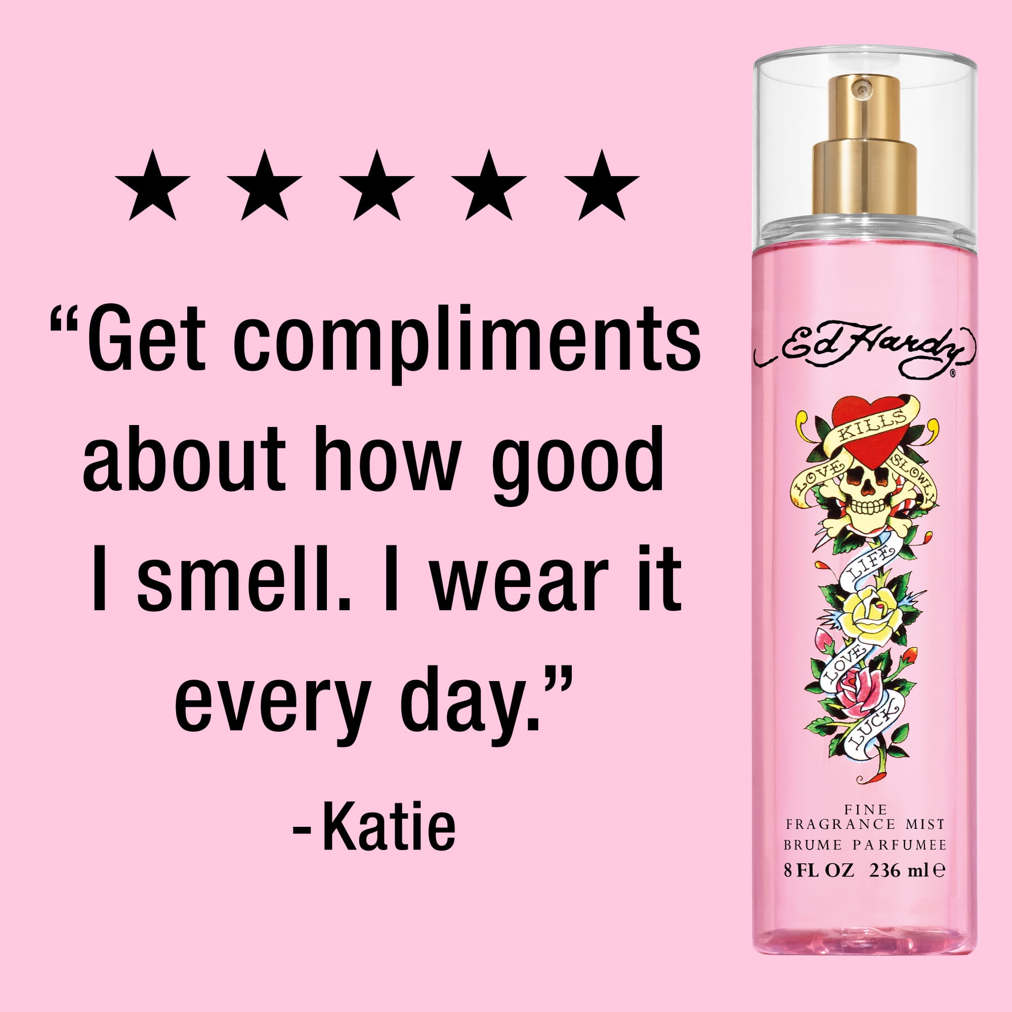 Ed Hardy Fine Fragrance Body Mist for Women 8.0 fl oz Long-Lasting Spray Perfume