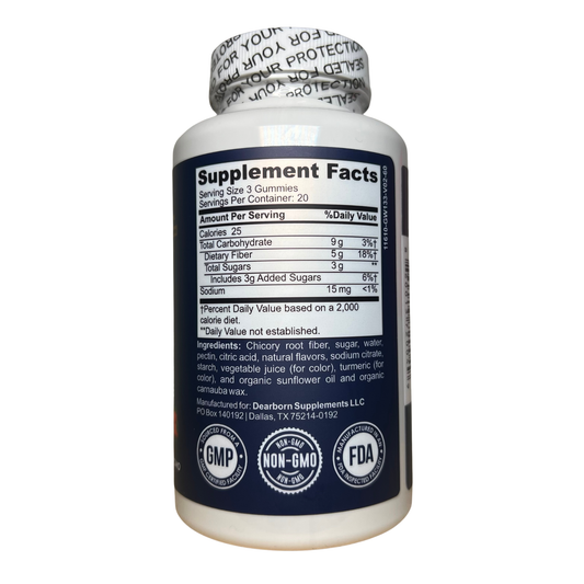 TRTL Fiber Gummies - 60 Count - Daily Prebiotic Fiber Supplement - Orange & Mixed Berry Flavor