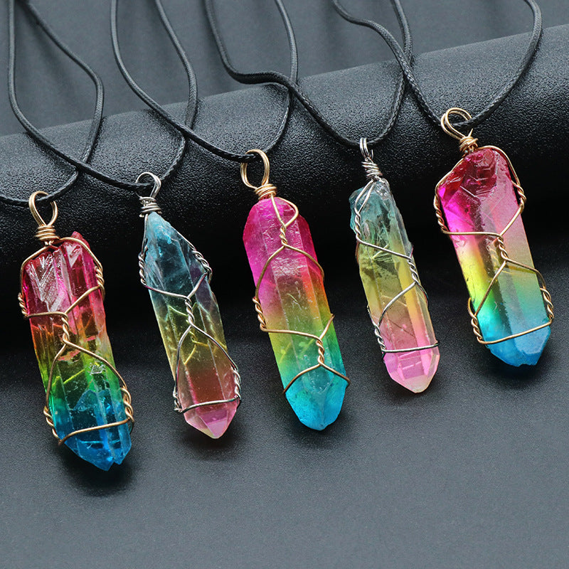 Stone Crystal Pillar Tree of Life Pendant – Hot Selling Fashion Necklace for Women & Men