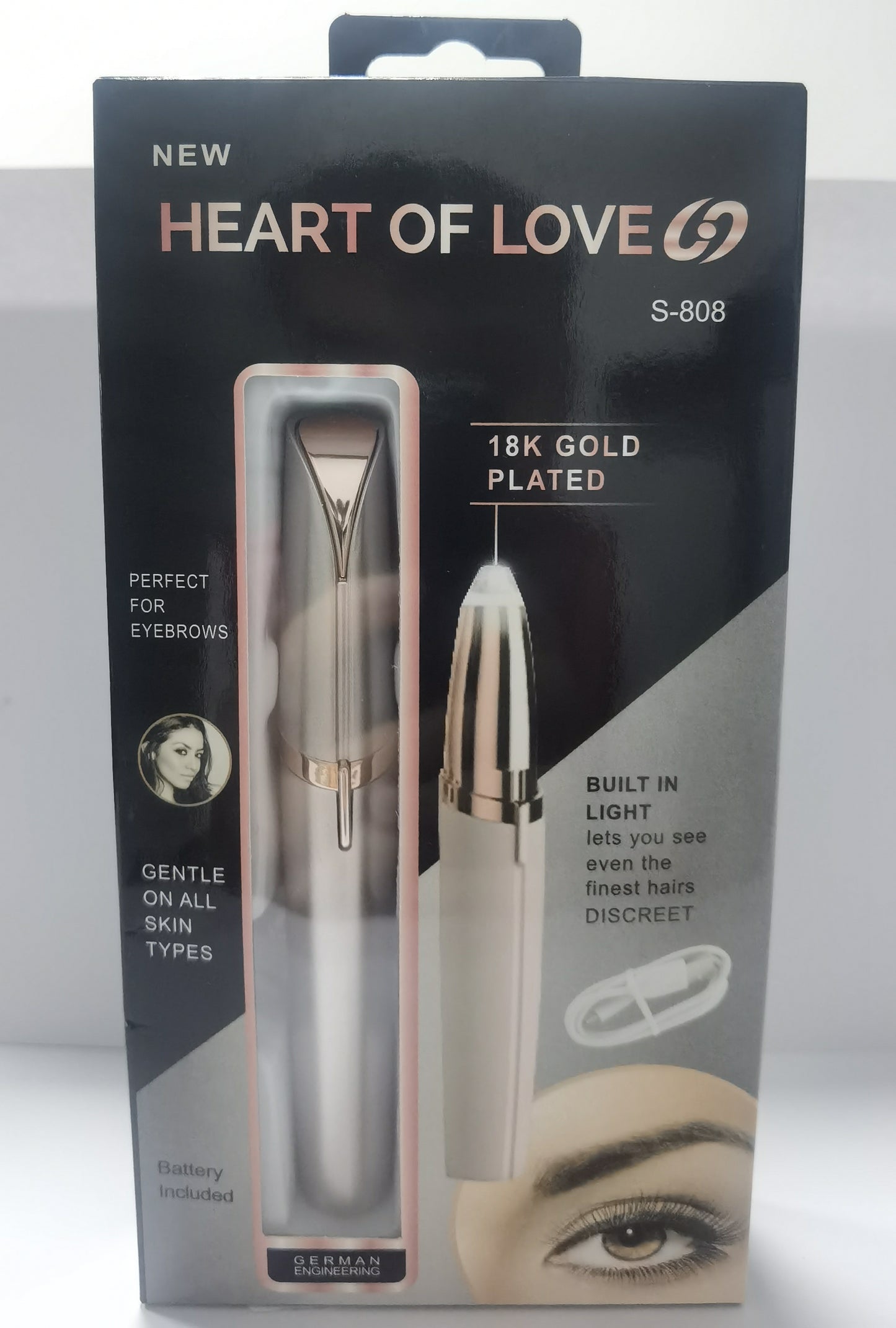 Mini Electric Eyebrow Trimmer Pen – Painless Hair Remover with LED Light for Brows & Face