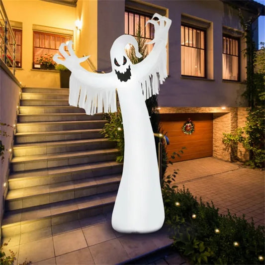 Spooky Halloween Inflatable Ghost – 12 Ft Tall Outdoor Decoration with LED Lights, Waterproof & Easy Setup