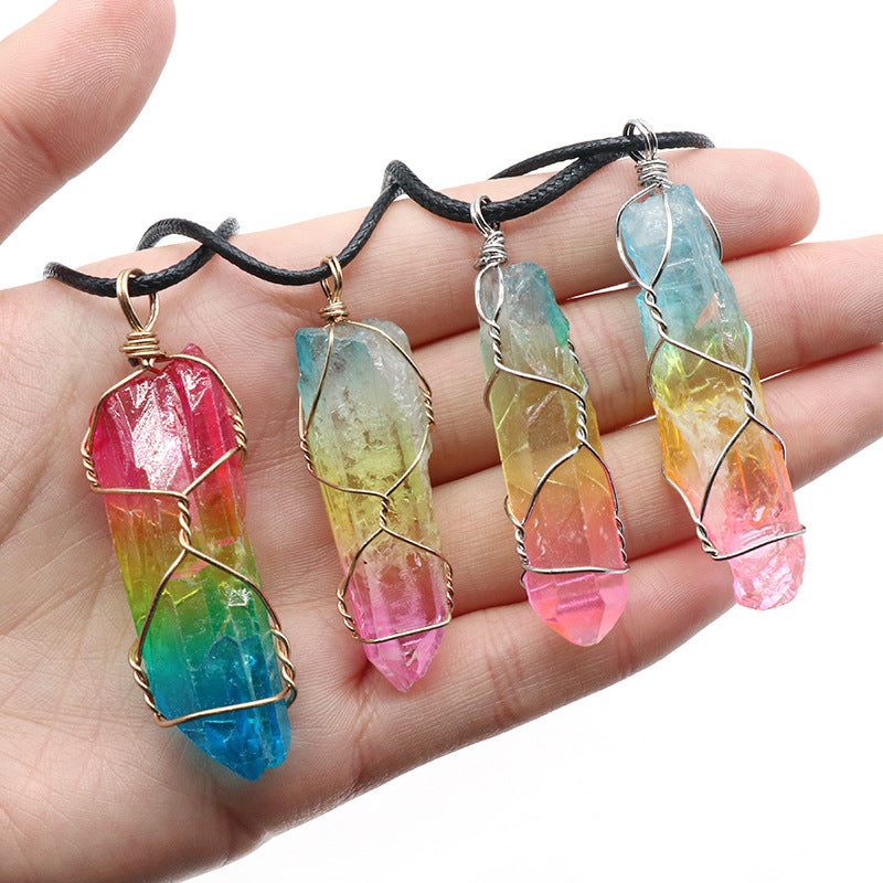 Stone Crystal Pillar Tree of Life Pendant – Hot Selling Fashion Necklace for Women & Men