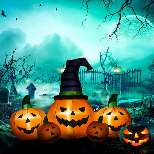 Outsunny 73L Inflatable Halloween Decoration,5 Pumpkin, Blow Up Outdoor LED Yard Display, Waterproof