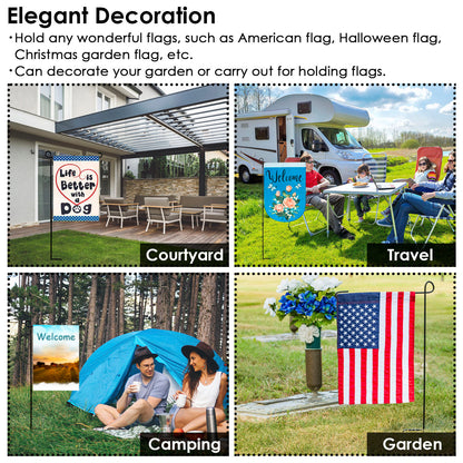 1Pc Garden Flag Stand Flagpole Weatherproof Wrought Iron Coated Yard Flag Holder For Yard Flag Party Banner Fits 11.8x17.7in Flag For Christmas Halloween Outdoor Decoration