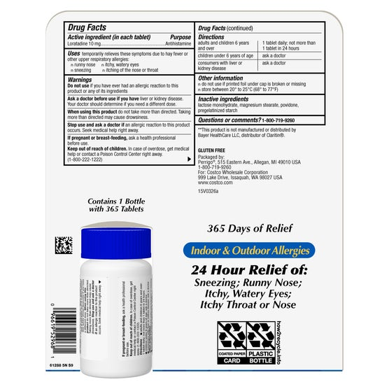 Kirkland Signature Non-Drowsy AllerClear 10 mg – 365 Tablets