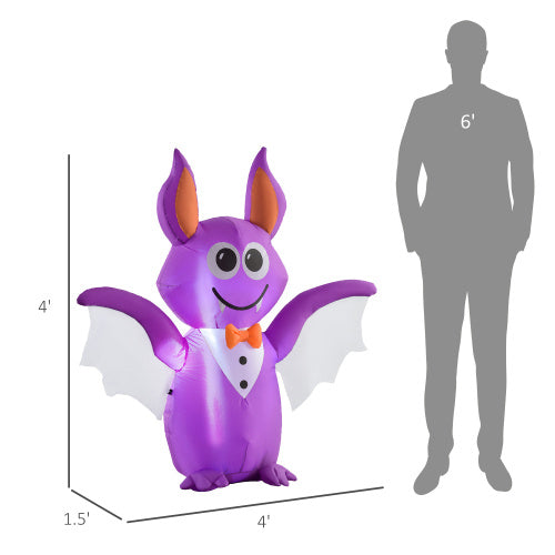 Outsunny 6ft Inflatable Halloween Decoration Bat, Blow Up Outdoor LED Yard Display, Waterproof