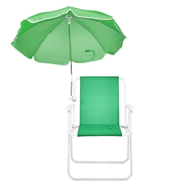 Folding Beach Chair With Umbrella For Adults, Lightweight Porable Camping Chair With 265lbs Capacity For Travel Picnic Concert  Outdoor Activities, Green