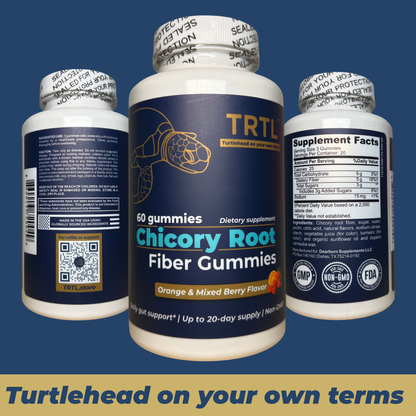 TRTL Fiber Gummies - 60 Count - Daily Prebiotic Fiber Supplement - Orange & Mixed Berry Flavor