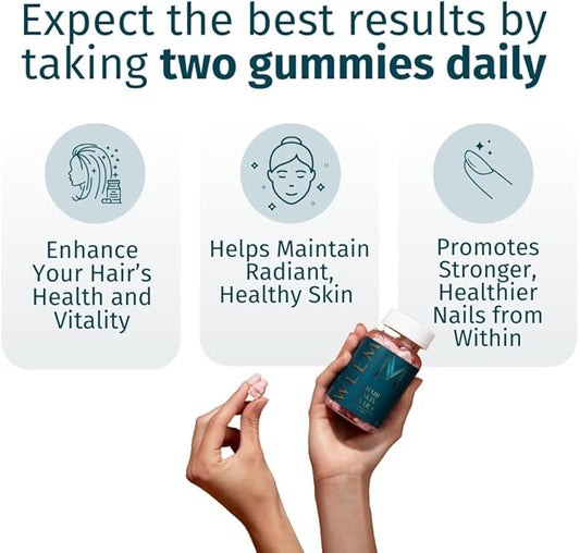 🌟 WEEM Hair Skin and Nails Gummies – Vegan Biotin Vitamins for Women & Men | Faster Hair Growth, Stronger Nails, Radiant Skin | Extra Strength