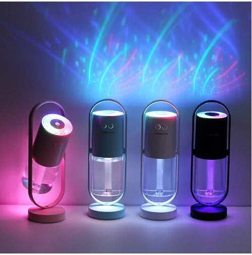 Magic Shadow USB Air Humidifier – Mini Ultrasonic Mist Maker with Projection Night Lights for Home, Car & Office